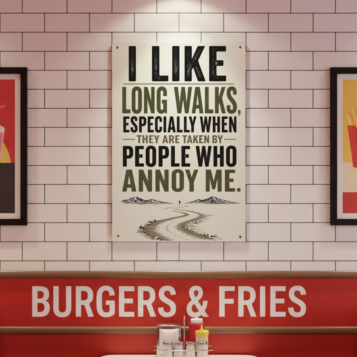 I Like Long Walks Metal Sign – People Who Annoy Me Funny Sarcastic Wall Decor