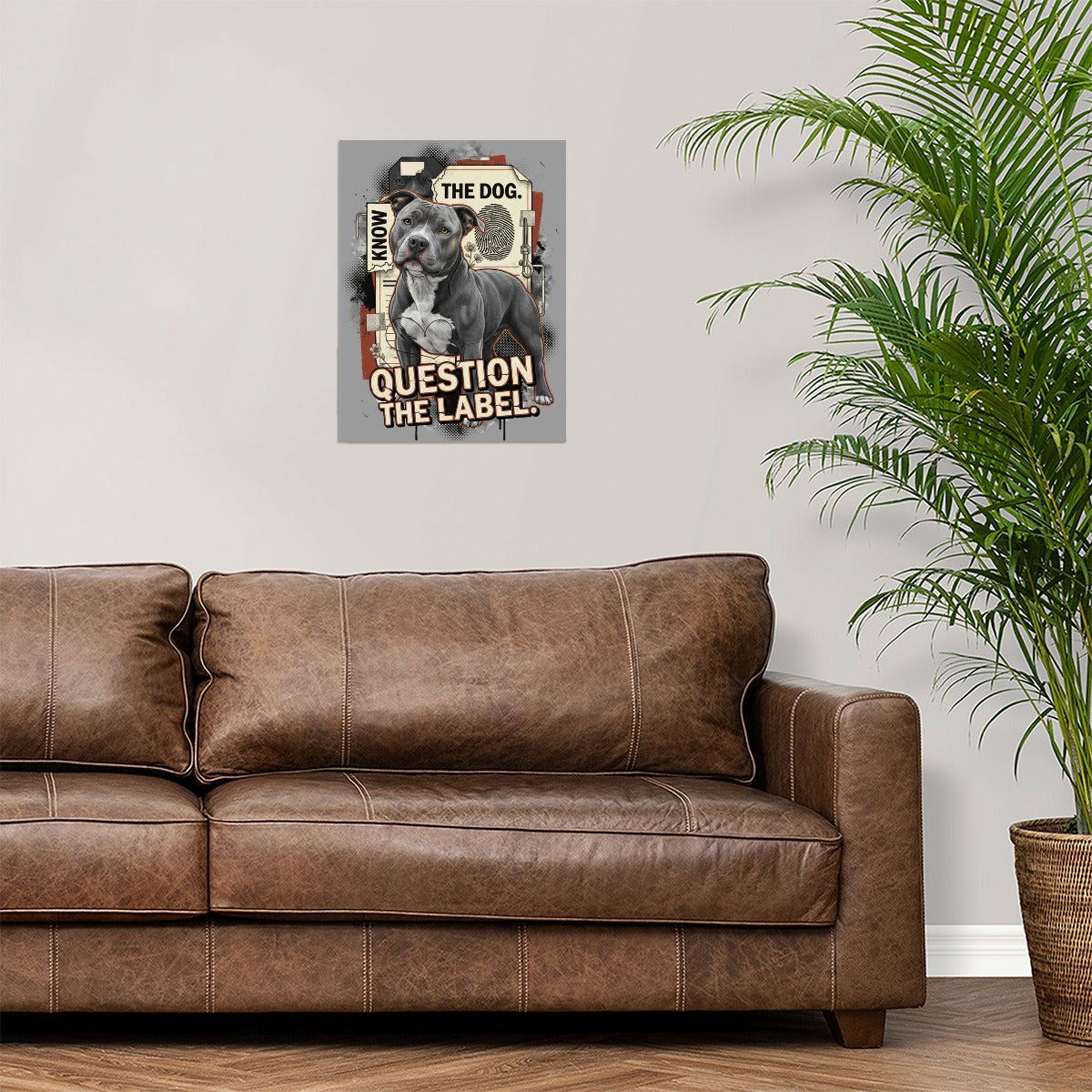 Know the Dog, Question the Label Pitbull Canvas Wall Art
