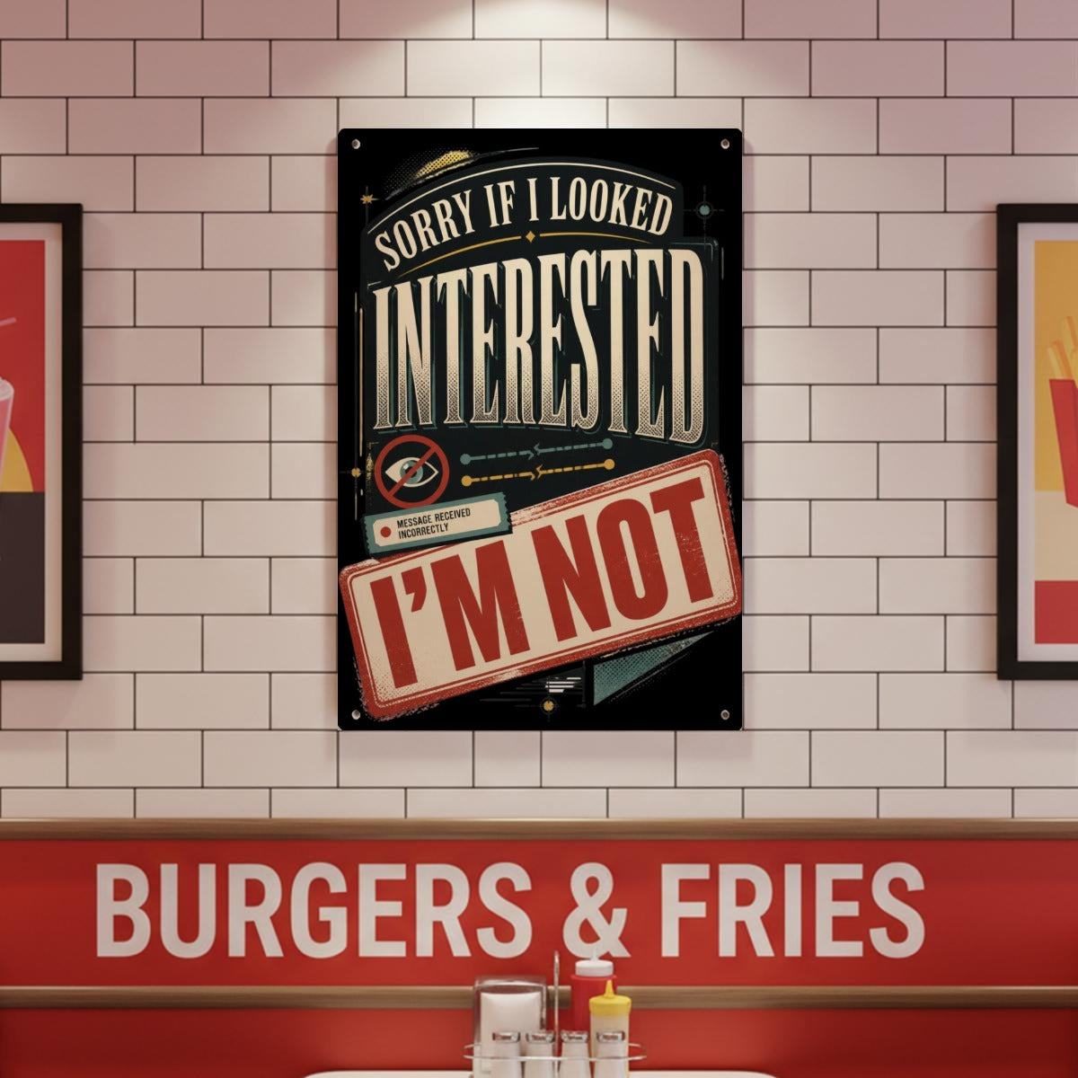 Sorry If I Looked Interested Metal Sign – I’m Not Funny Sarcastic Wall Decor