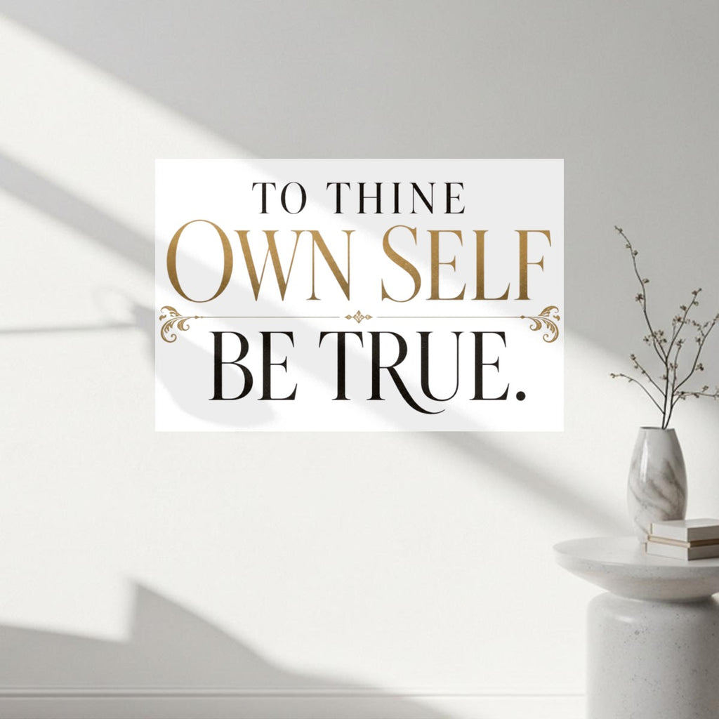 To Thine Own Self Be True Canvas Wall Art – Elegant Inspirational Quote Home Decor