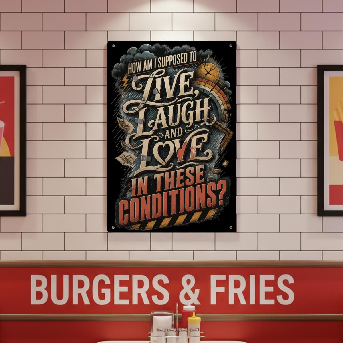 How Am I Supposed to Live Laugh and Love Metal Sign – Funny Sarcastic Wall Decor