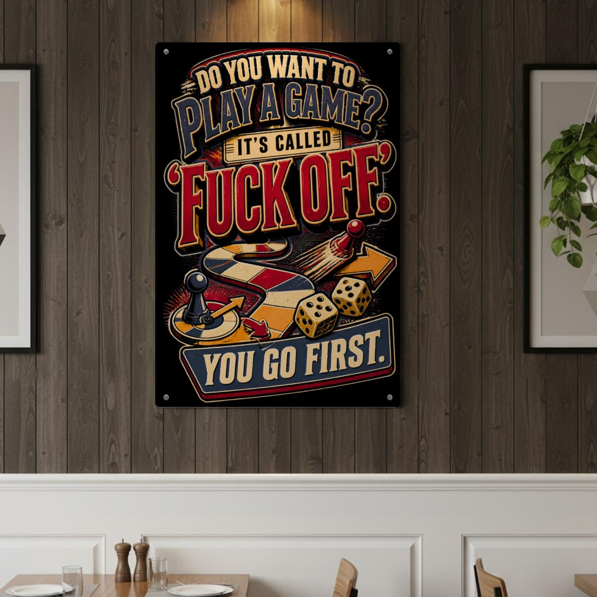 Fuck Off You Go First Metal Sign – Funny Adult Humor Wall Decor