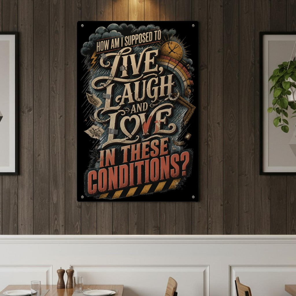 How Am I Supposed to Live Laugh and Love Metal Sign – Funny Sarcastic Wall Decor