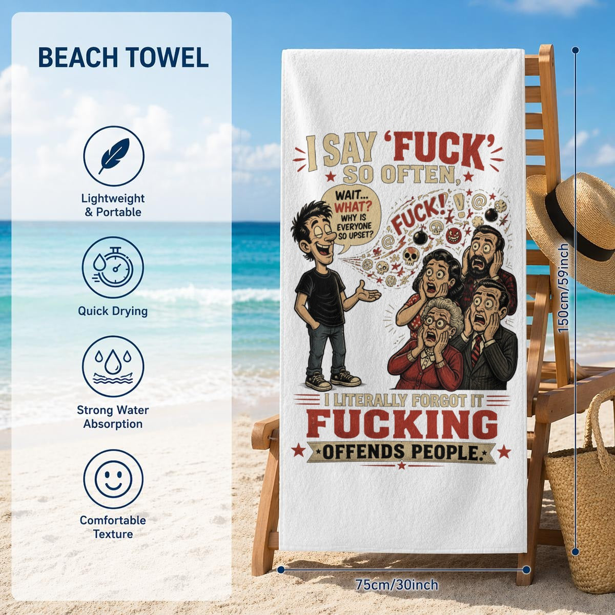 I Say Fuck So Often Beach Towel – Funny Profanity Quote Pool & Travel Towel