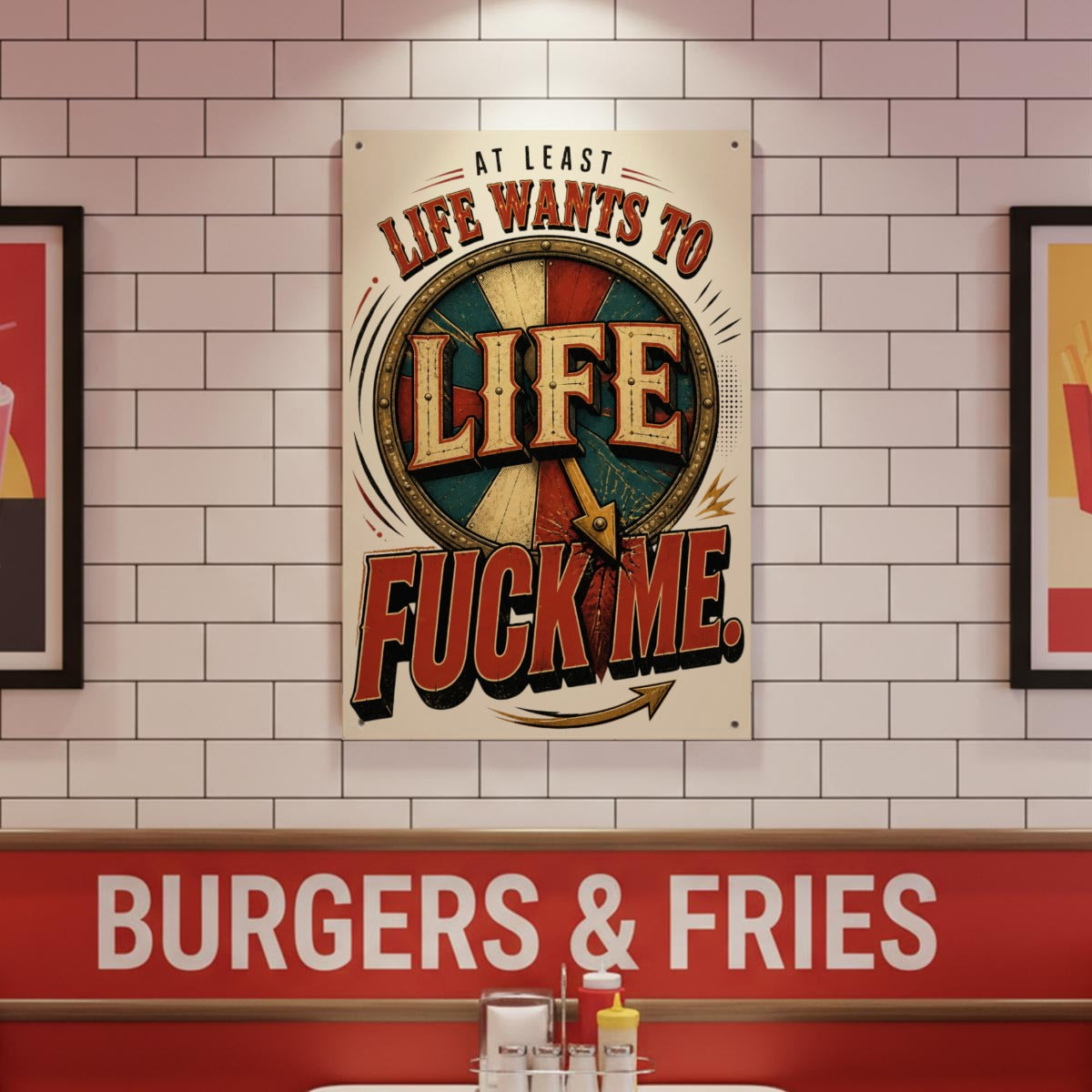 At Least Life Wants to Fuck Me Metal Sign – Funny Sarcastic Wall Decor