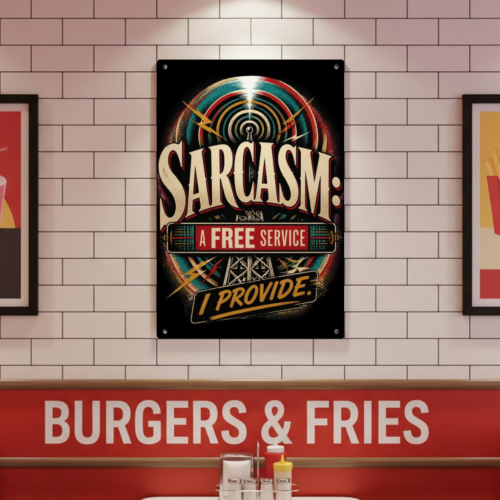 Sarcasm A Free Service I Provide Metal Sign – Funny Retro Wall Decor