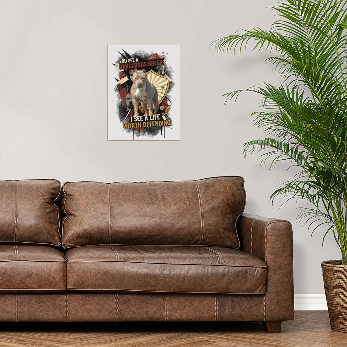 A Life Worth Defending Pitbull Canvas Wall Art