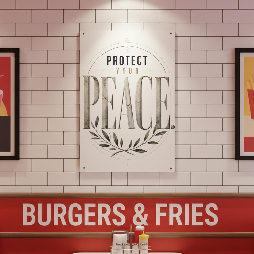 Protect Your Peace Metal Sign – Minimalist Motivational Wall Decor