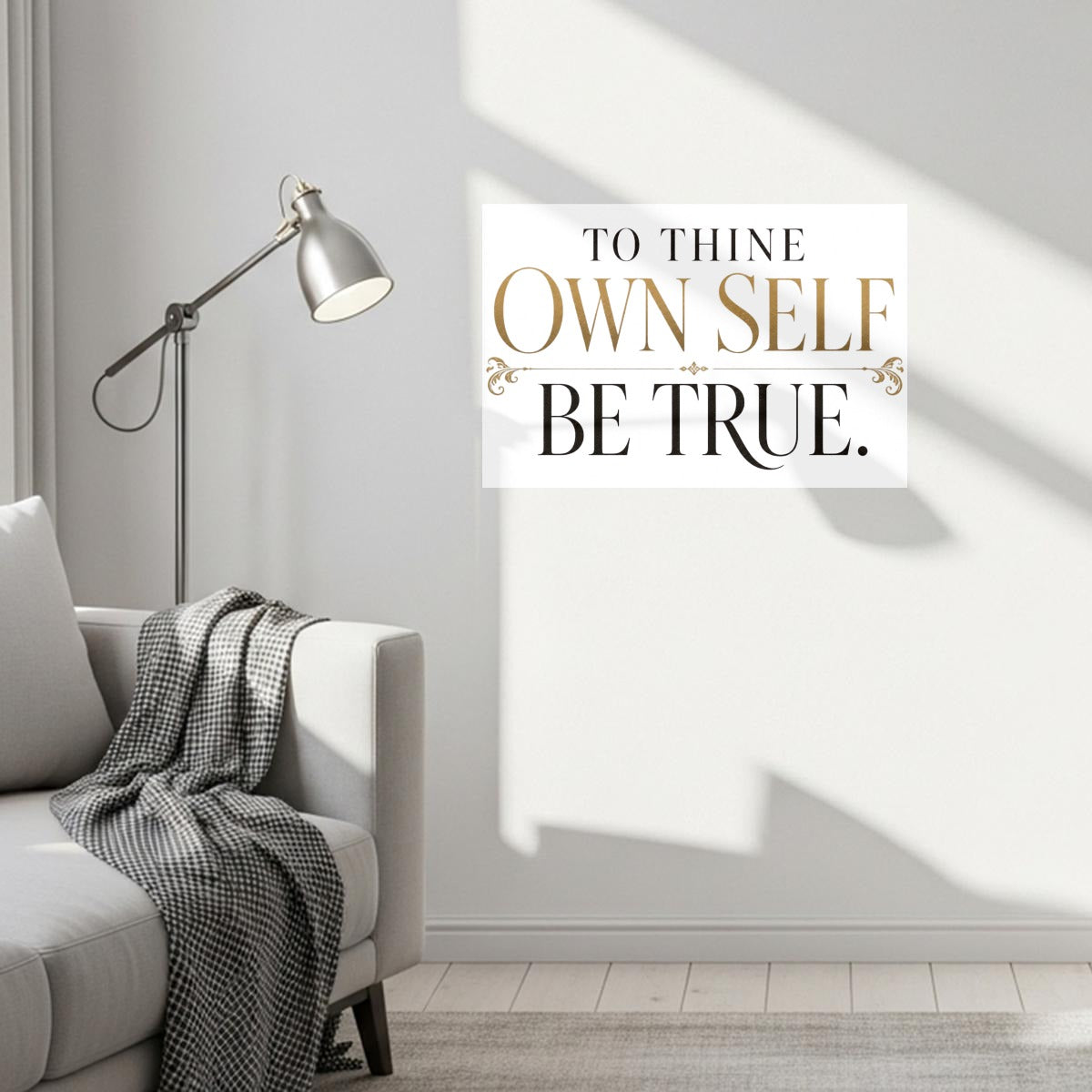 To Thine Own Self Be True Canvas Wall Art – Elegant Inspirational Quote Home Decor